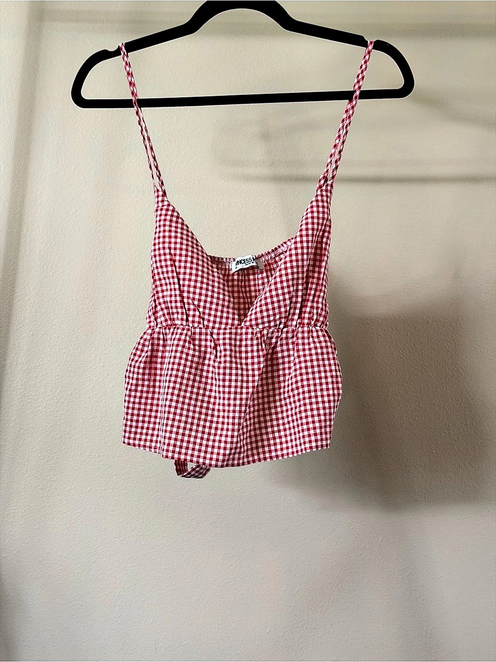 Princess Polly Gingham Camisole in Red & White Like New